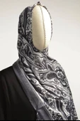 Etnik Desenli Pamuklu Şal Gri thumbnail 2