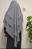 3 Katlı Şifon Sufle Gri  (Pratik Şal) - 4