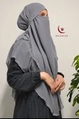 3 Katlı Şifon Sufle Gri  (Pratik Şal) - 3