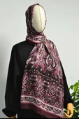 Etnik Desenli Pamuklu Şal Bordo thumbnail 1