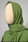 Kendinden Şallı Pamuklu Aerobin Kumaş Kadın Namaz Elbisesi  Ferace Yeşil thumbnail 3