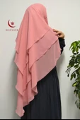 3 Katlı Şifon Sufle Pembe  (Pratik Şal) - 3