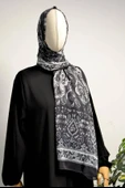 Etnik Desenli Pamuklu Şal Siyah - 4