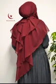 3 Katlı Şifon Sufle Bordo (Pratik Şal) - 1