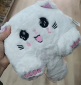 Çanta Peluş Sevimli Kedi Zincir Saplı El Omuz Çantası Beyaz - 3