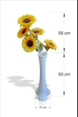 En Kaliteli Nefis Uzun Beyaz Geniş Tabanlı Filayağı Vazolu Büyük 5li Yapay Sarı Günebakan Ayçiçeği - 3