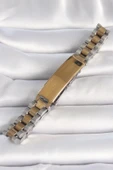316L Çelik Gold Gümüş Renk Zincir Künye Model Erkek Bileklik - TJ-EB3724 - 2