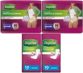 Depend Emici Külot Lohusa Pedi M- Medium - Kadın (10 Lu) + Mesane Pedi Kadın Ekstra (10 Lu) 4 Lü Set thumbnail 1