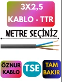 Öznur 3X2,5 TTR Kablo Metre Seçenekli (Siyah) - 1
