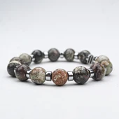 KAR TANESİ OPSİDYEN VE OLTU TAŞI  MİSİNA LASTİKLİ BİLEKLİK - 1
