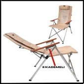 Uyguna-Yakala Bej- Taşıma Çantalı Katlanır Kamp Piknik Sandalyesi -6 Kademeli - MLZ.348 - 1