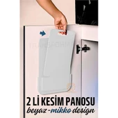 ModaCar 2 li Kesim Panosu Stantlı Yapışkanlı Kesim Tahtası BEYAZ Mikko Design - 1
