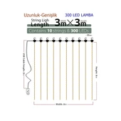 8 Fonksiyonlu Peri Perde Led Uzaktan Kumandalı Günışığı Perde Peri Led (3 Mt X 3 Mt) - 3
