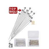 ModaCar Top Başlı İğne 2 Kutu 100 Adet Başörtü İğnesi Toplu İğne - 1