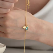 Vaoov 925 Ayar Gümüş Mavi Taşlı Arı Kuşu Şahmeran Bileklik - 5