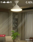 CATA Dolunay Fan Gizli Açılır Hayalet Pervaneli 72w Ledli E-27 Duy a Takılabilen 3 Kanatlı Kumandalı Tavan Vantilatörü - 2