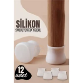 ModaCar Masa ve Sandalye Ayak Koruyucu Silikon Zemin Koruyucu BEYAZ 12 ADET - 1