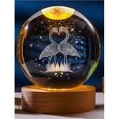 Ahşap Tabanlı Led Işıklı Flamingo Figürlü Kristal Küre - 1