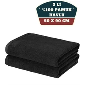 ModaCar 2'li Mikrofiber El Yüz Spor Havlusu 50x90 Siyah - 1