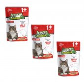 Jungle Pouch Gravy Soslu Biftekli Yaş Kedi Maması 100 Gr (3 ADET) - 1
