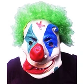 Yeşil Afro Peruklu Palyaço Maske - 1