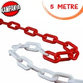 Plastik Zincir Kırmızı Beyaz - Bariyer Zinciri 5 Metre - 1