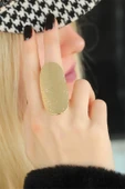 Gold Renk Elips Bayan Ayarlamalı Yüzük - TJ-BYK1254-KS - 1