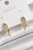 Pirinç Gold Renk Zirkon Taşlı Yılan Model Kadın Küpe - TJ-BKP9790 - 1