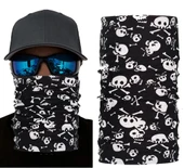 Siyah Renk Üzeri Beyaz Kemik Kafatası İskelet Baskılı Baf Buff Bandana 30x48 cm - 1