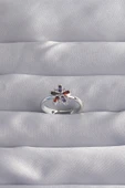 Pirinç Gümüş Renk Renkli Zirkon Taşlı Ayarlamalı Yüzük - TJ-BYK3256 - 1
