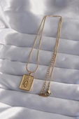 316L Çelik Zincir Gold Renk Zirkon Taşlı Göz Figür Tarot Kolye - TJ-BKO9017 - 2