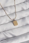 316L Çelik Gold Renk Kare Charm Model Kolye - TJ-BKO8928 - 1