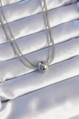 316L Çelik Çift Zincirli Gümüş Renk Topçuk İtalyan Model Kolye - TJ-BKO8877 thumbnail 1