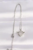 316L Çelik Zincir Gümüş Renk Zirkon Taşlı Kanatlı Kalp Kolye - TJ-BKO8627 thumbnail 2