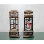 Telefon Kulübesi Tasarımı Yılbaşı Temalı Işıklı Müzikli Kar Küresi 3210 - 1