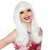 Beyaz Renk Kahküllü Dalgalı Uzun Parti Peruğu - 5