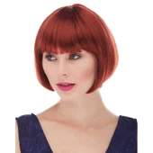 Kızıl Renk Düz Kesim Astarlı Küt Parti Peruğu - 1