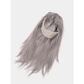 Platin Gri Gümüş Renk Uzun Parti Peruğu Uzun Takma Peruk - 3