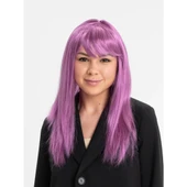 Rose Pembe Renk Düz Kesim Uzun Parti Peruğu Takma Saç thumbnail 1