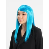 Açık Mavi Renk Uzun Düz Parti Peruğu thumbnail 3