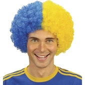 Sarı Lacivert Kıvırcık Afro Bonus Peruk Taraftar Bonus Saç thumbnail 1