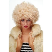 Altın Renk Kıvırcık Afro Bonus Peruk Saç Parti Peruğu Platin Gold - 2