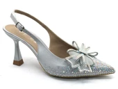 Feles Saten Kurdela Taş Detaylı Arkası Açık Stiletto Kadın Topuklu Ayakkabı thumbnail 8