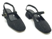 Seribo Taş Detaylı Kısa Topuklu Arkası Açık Kadın Babet Ayakkabı thumbnail 2