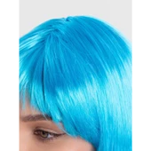 Turkuaz Açık Mavi Renk Düz Kesim Kısa Küt Parti Peruğu - 2