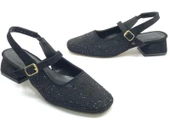 Seribo Taş Detaylı Kısa Topuklu Arkası Açık Kadın Babet Ayakkabı thumbnail 1