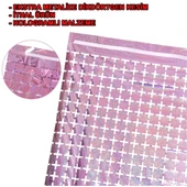 Ekstra Metalize Rose Gold Renk Disko Dikdörtgen Kesim Kapı Perdesi Dekorasyon 1x2 Metre thumbnail 5