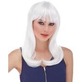 Beyaz Renk Uzun Düz Parti Peruğu - 1