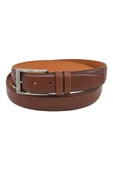3.5 cm. Klasik Hakiki Deri Dikişli Model Düz Renk Erkek Kemer Açık Kahverengi thumbnail 1