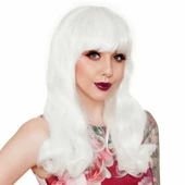 Beyaz Renk Kahküllü Dalgalı Uzun Parti Peruğu - 6